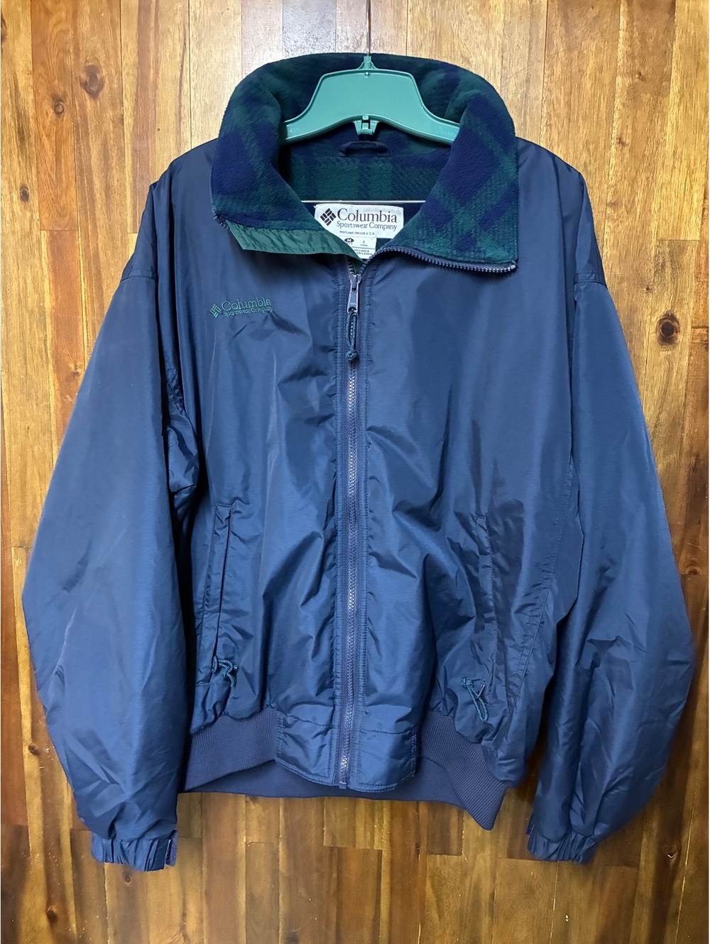 Vintage 90s Columbia Sportswear Men’s Navy Plaid Fleece Lined Jacket M